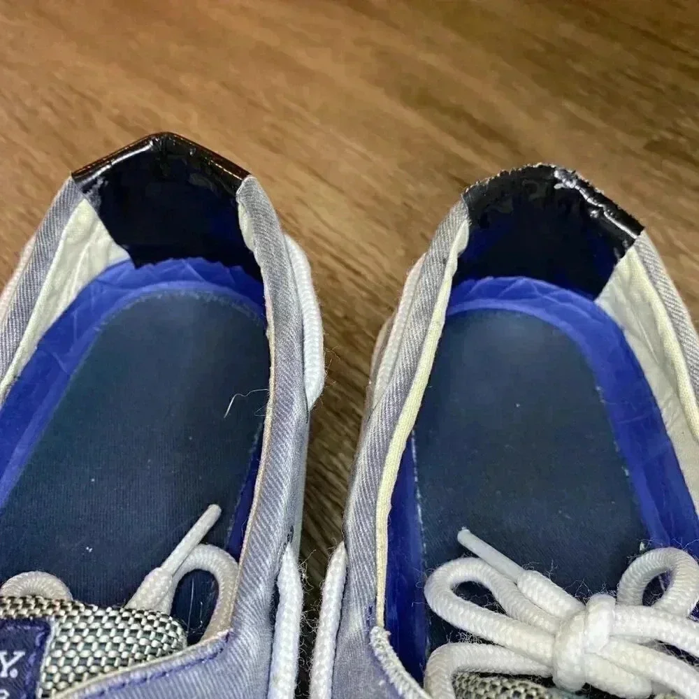 Mens Grey and Blue Sperry Boat Shoes - 9